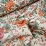 TELA FLOR INDIANA NARANJA - TIENDA ONLINE TELAS Y MANTELES