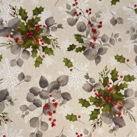 TELA NAVIDAD LINO ACEBO  - TIENDA ONLINE TELAS Y MANTELES