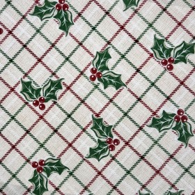 TELA NAVIDAD ACEBO  - TIENDA ONLINE TELAS Y MANTELES