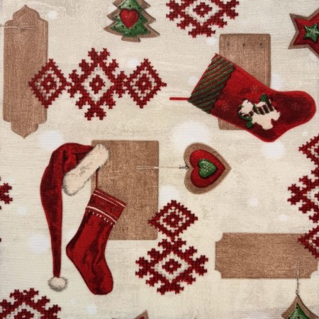 TELA NAVIDAD CALCETINES PAPA NOEL  - TIENDA ONLINE TELAS Y MANTELES