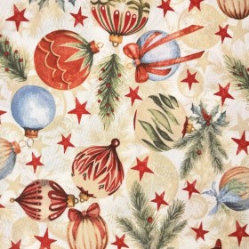 TELA NAVIDAD BOLAS Y ESTRELLAS  - TIENDA ONLINE TELAS Y MANTELES